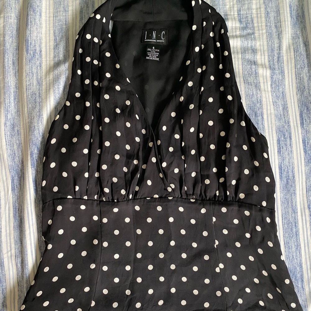INC International Concepts Black Top with White Dots